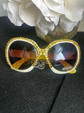 Sunglasses with Gold Crystal Accents